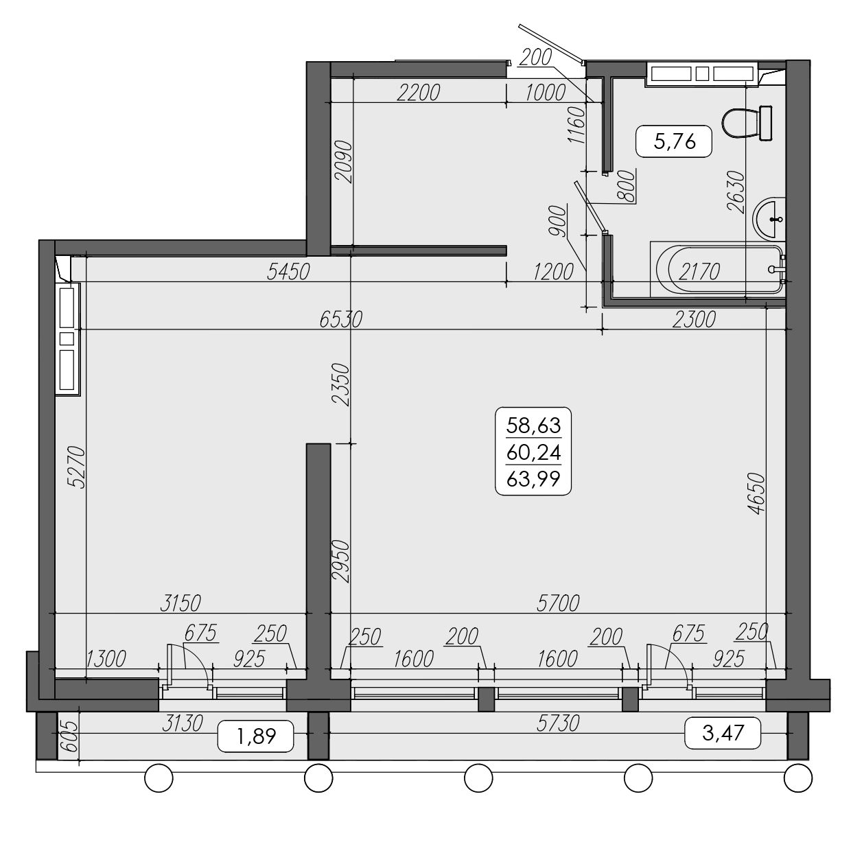 ЖК Море (More), 2-комн кв 60,24 м2, за 13 484 810 ₽, 1 этаж